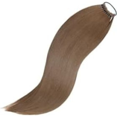 Frauen Pferdeschwanz-Haarverlängerung mit elastischen Bändern, 24 Zoll lang, glatt, falsche Pferdeschwänze, natürliches synthetisches Haarteil for Frauen Täglicher Gebrauch(R822-12)