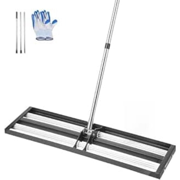 VEVOR Lawn Squeegee with Roller, 254 x 914 mm Stainless Steel Lawn Leveler with 213 cm Adjustable Handle, Heavy Duty Levelling Rake, Leveling Rake, Lawn Leveling Tool for Garden and Golf Courses