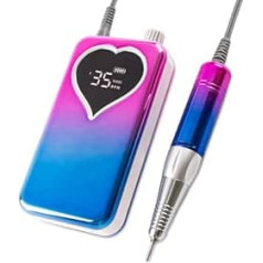 Portable Nail Drill Electric Nail File Nail Grinder 35000RPM Cordless with LCD Display 6 Bits 2500mAh for Home Salon Manicure Pedicure (EU Plug)