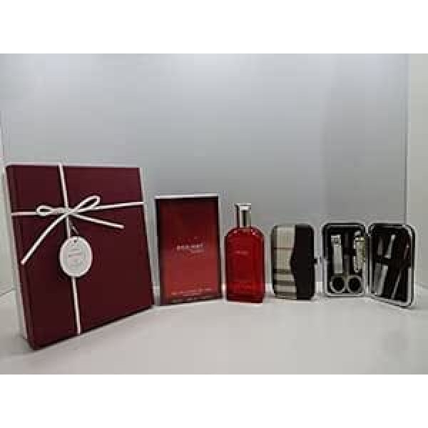 Luxury Gift Box for Men - Red Hot Man 100ml Eau de Toilette for Men + 7 CS Stainless Steel Nail Care Personal Manicure Set in Gift Box 042.