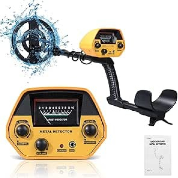 Metal Detector, Lightweight Gold Detector with Waterproof Coil of 20 cm, High Sensitivity, Oblong, Adjustable, for Kids, Adults, Beginners, 2 Modes
