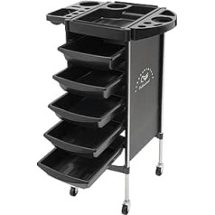 Salon Trolley 6 Tier Hairdressing Trolley with 5 Drawers Hairdressing Trolley Tool Carrier with Wheels Barber Trolley Barber Trolley Hairdressing Work Trolley (Black)