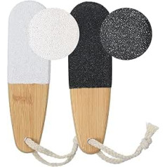 Foot Scrubber for Hard Skin, Small Pumice Stone Foot File with Ergonomic Wooden Handle, Pedicure, Callus Remover for Wet and Dry Application, 2 Pack