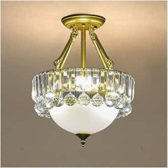 LED Crystal Ceiling Light, Round Farmhouse Ceiling Light Made of Crystal, Semi-Flush Mounting, Modern Ceiling Light, Ceiling Light for Dining Room, Living Room, Foyer, Kitchen, Balcony, Bedroom (Gold