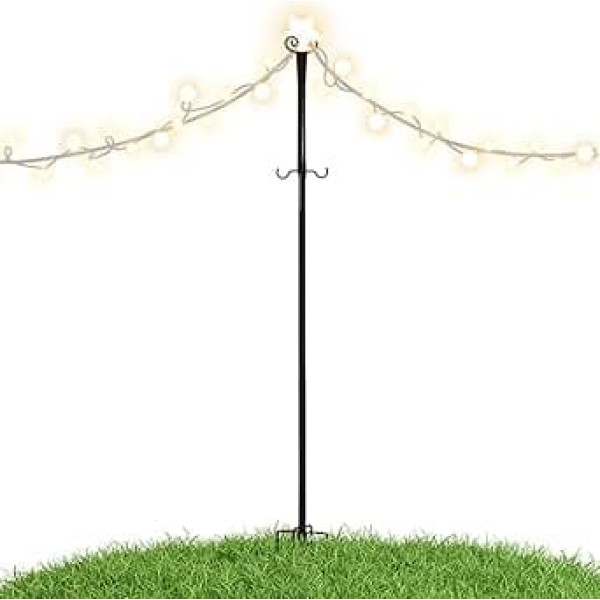 Lichtmasten Für Die Außenbeleuchtung,Wetterfester Stabiler Stand Aus Metall | Lichterkettenmasten Für Terrasse Und Balkon - Für Garten, Hof, Weg, Rasen, Wiese,