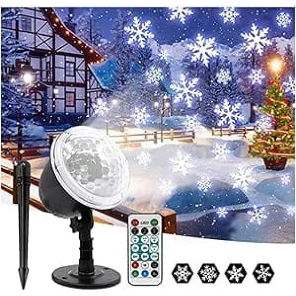 Projektor Weihnachten, Weihnachten bewegliche Schneeflocke Projektor Licht im Freien wasserdichte Schnee Garten Landschaft Lampe Weihnachten Neujahr Bühnenbeleuchtung