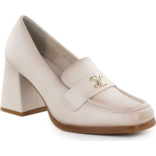 Sieviešu mokasīnu puspapēžu kurpes uz papēža smilškrāsas krāsā SZ12783 / 37