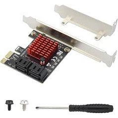 ELUTENG PCIe SATA Card 4 Ports, 6Gbps SATA 3.0 Controller Expansion Card with Low Profile Bracket SATA 3.0 PCI Express Card for Windows 10/7/8/XP/Vista/Linux, Non-Raid, Booting as System Hard Drive