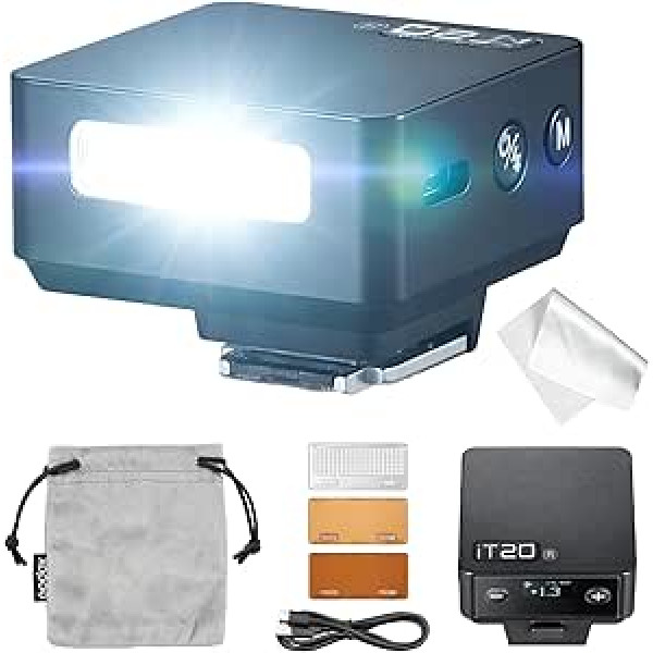 Godox iT20-R TTL Mini Flash for Ricoh GR III, iT20R Compact Clip-on Flash, P-TTL Compatible, USB-C Rechargeable Battery, Magnetic Colour Filter Included