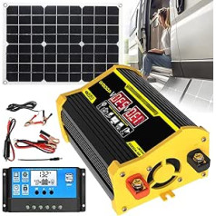 400W 12V Auf 110V/220V Wechselrichter-Solarpanel-Kit, Solargenerator-Home-Grid-System, 30 A-Controller + 18W 18V Solarpanel, Für Camping Und Den Außenbereich Black-110V