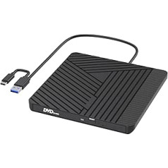 MOSWAG External CD/DVD Drive USB 3.0 & C, +/-RW Optical Drive, Slim & Portable, Multi-function Burner for PC/Mac, Compatible: Win 11/10, MacBook Pro, Linux
