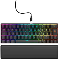 uRage Exodus 760 Mechanical Mini Gaming Keyboard with Removable Wrist Rest, Full RGB Lighting, Gaming Software, Compact Format, Outemu Red Switches, QWERTZ Layout, Black
