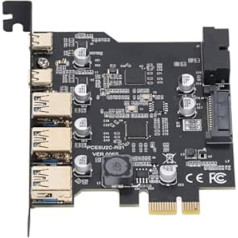 PCIe to USB 3.2 Gen 1 Card with 5Gbps Bandwidth, 3 USB Type A 2 USB Type C 5 Port PCI Express Expansion Card for Linux for OS X PC Desktop Computer