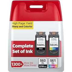INKYEAH 560 561 Cartridges XL, Compatible with Original Canon Printer Cartridges 560 561, PG-560/CL-561 XL Value Ink Cartridges (Black Colour) for Pixma TS5350 TS7450 TS7451 TS5350a TS5351 TS5352 TS5353
