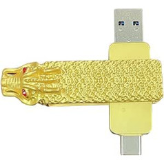 Metal Gun Shape Ancient Chinese Bronze Fish Bowel Sword U Disk Panda Shape USB Flash Drive (Dragon USB-C OTG 32GB)