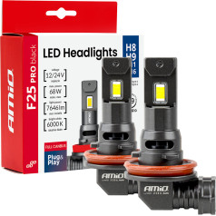 Led auto spuldzes f25 sērijas pro melna pilna canbus h8 h9 h9 h11 h16 68w 12v 24v -04721