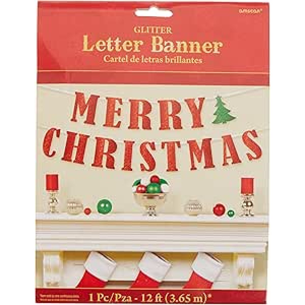 Amscan International 210279 3.65 m Merry Christmas Letter Banner