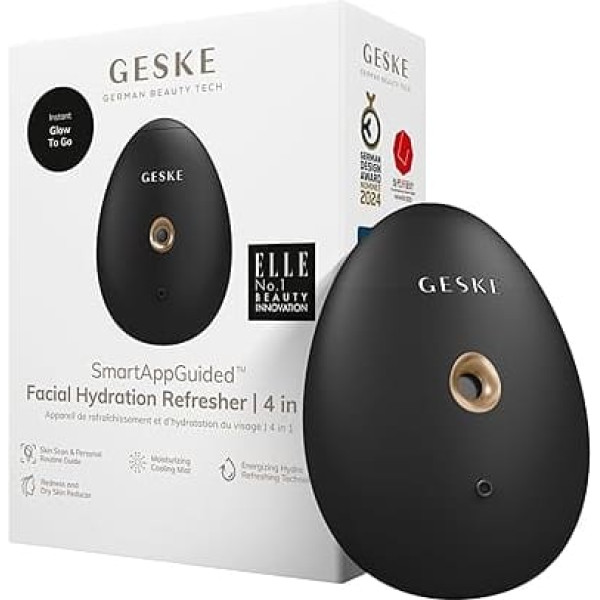 GESKE SmartAppGuided Facial Hydration Refresher | 4 in 1 | Water Atomiser | Face Steamer | Water Spray | Face Mister | Facial Cleansing Device | Spray Mist | Cosmetics | Natural Glow