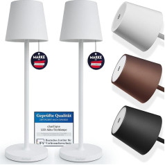 LED Table Lamp Wireless (Double Pack) - Dinner Light White 38 cm - Premium Battery Table Lamp with USB, Rechargeable, Warm Light, Suitable for Indoor and Outdoor Use