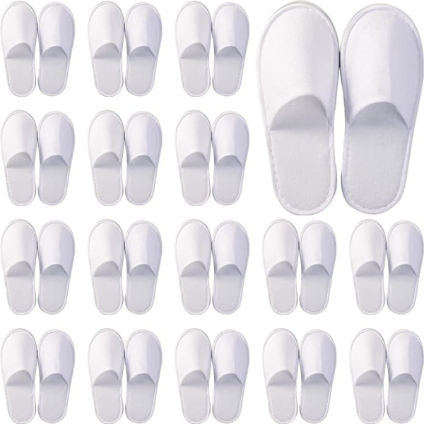 24 Pairs Disposable Slippers, Guest Slippers, Spa Slippers, Terry Slippers, Spa Hotel Slippers for Home, Party, Travel, Commercial Use, Universal Size (White), White, 42 EU