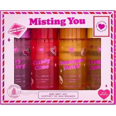 I Heart Revolution Misting You Mini Body Gift Set, 4 Mini Body Sprays with Festive Fragrances, Travel Size, Vegan and Cruelty Free