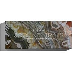 Sigma Beauty Cool Neutrals Eyeshadow Palette with Double Sided Brush - 14 Cool Tinted Eyeshadows with Mirror