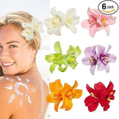 6 Pieces Artificial Flower Hair Clips 3.5 Inch Bohemian Flower Hairpin Hawaiian Hibiscus Plumeria Hair Pin for Beach Holiday Bridal Hair Accessories for Women and Girls