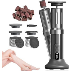 LED 2-in-1 Electric Callus Remover, 6 Continuously Adjustable Speeds, Includes Permanent Foot Files and Replaceable Nail Polisher for Professional Foot Care