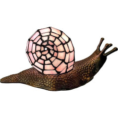 Bieye Country Snail Tiffany Style Stained Glass Accent Table Lamp for Home Decor (Pink, 10
