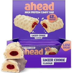 ahead Protein Bar | LINZER | 14 x 45 g Extra Soft Protein Bar with Creamy Core | Low Carb Protein Bar without Added Sugar & No Palm Oil