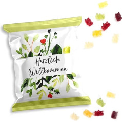 Gummy Bears Mini Bags, Pack of 50: Small Bags Fruit Gum, Herzlich Welcome, Wedding Favours, Birthday & Christening, Gift Guests, Welcome Gift Guests, Sweets Small, 7 x 9 cm