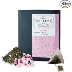 Chill Tea Tokyo Sakura Blossom Tea, 100% Japanese Cherry Blossom Tea, Plastic-Free Tea Bags, Full-bodied, Fruity, Floral Flavour (30 Tea Bags)
