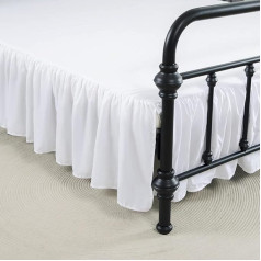 ACESOME Bed Skirt for Wrapping Bed Valance, Bed Sheet with 35 cm Ruffles, Synthetic Fibre + Brushed Microfibre Bed Skirt, Ruffled with Platform Bed Skirt Drop (White, 99 x 190 cm)