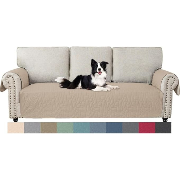 Ystyle Sofa Cover 3 Seater Backless Sofa Cover Waterproof Sofa Protector Non-Slip Sofa Covers with Armrest Protective Cover Sofa Couch Cover for Pets Cat Dog Beige