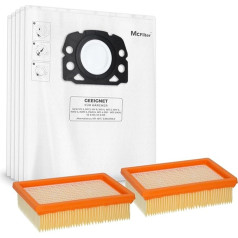 McFilter 20 vacuum cleaner bags + 2 filters suitable for Kärcher WD4, WD5, WD6, MV4, MV5, MV6, alternative to KFI 487 + KFI 4410, 2.863-006.0 + 2.863-005.0, multi-purpose vacuum cleaner - bag type KA 33