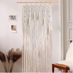 MIATTCLD Makramee Wandteppich, Boho Wandbehang Vorhänge Gewebt Tapisserie, Fenstervorhänge Türvorhang für Hochzeit Wohnzimmer Schlafzimmer Dekoration (85 * 200cm)