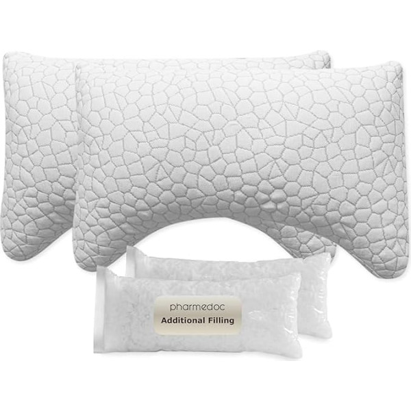 PharMeDoc Kopfkissen - Nackenstützkissen - Memory Foam Kissen, Komfortables Schlafkissen für den Nacken - (2 er Set)