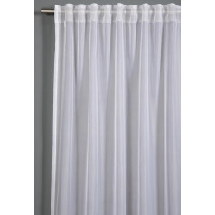 Sehlbach Ready-Made Curtain with Curtain Tape, Voile with Weighted Pocket, White, 300 x 175 cm Curtains, Transparent Voile Fabric, Translucent, Oeko-Tex Certified, Concealed Loops