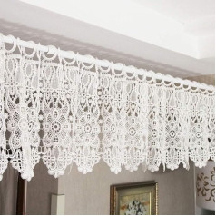 Net Curtains Lace Short Curtains Country House Style Bistro Curtains Eyelets Window Curtains Door Curtain with Floral Pattern Beautifully Decorated (W x H 250 x 30 cm) White Pack of 1