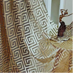 MYRU Pair Black and Gold Curtains for Living Room Luxury Tulle Curtains (Gold, 2 Panels, 54 x 96 Inch)