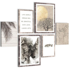 Wall Picture Set Lions Love - Ready to Hang - Living Room, Bedroom, Hallway - Made in Germany - N018563a