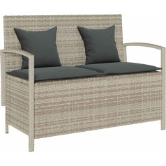 vidaXL Garden Bench with Storage Space and Cushion, Light Grey Poly Rattan, Garden Bench, Park Bench, Outdoor Bench, Patio Bench, Outdoor Bench, Garden Furniture