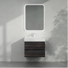 doporro 60 x 38 x 56 cm Designer Wash Basin Including Basin/Drain Fitting Bathroom Mirror and Fittings Bathroom Furniture Set Dark Grey Sink Base Cabinet Wall Mounted