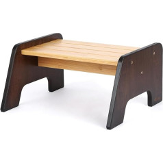StrongTek Kids Bamboo Step Stool Sturdy and Tilt Proof with Wide Non-Slip Surface, Rounded Corners and 300lbs Load Capacity - Ideal for Bathroom, Bedroom and Kitchen