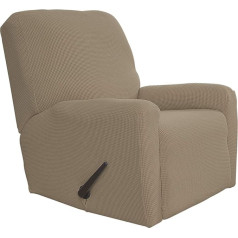 Easy-Going Sofa Cover for Recliner Chair Stretch Sofa 4 Pieces Furniture Protector Couch Soft with Elastic Bottom Spandex Jacquard Fabric Small Check (Lounger, Natural)