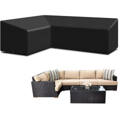 L-Shape Garden Furniture Covers Waterproof, Garden Sofa Covers Windproof, Anti-UV, 420D Heavy Duty Oxford Fabric Outdoor Patio Rattan Corner Sofa Cover Dining Set Covers (210 x 260 x 76 cm)