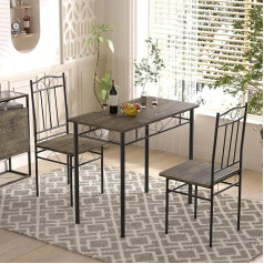 SETSAIL Dining Room Set with Dining Table and 2 Dining Chairs, Kitchen Table Set for Kitchen, Living Room, Dining Room, Dark Brown & Black, 90 cm Table + 2 Chairs