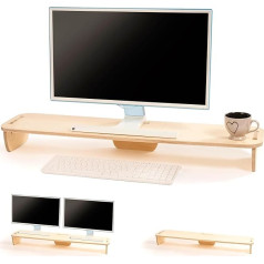 Universal Wooden Monitor Stand Desk Stand for PC Computer TV Double Screen Monitor 90x20cm