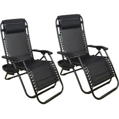 SHATCHI Gravity Chair Heavy Duty Sun Loungers Textoline Outdoor Garden Sun Loungers Folding with Cup Holder and Headrest Cushion for Pool Camping Coffee