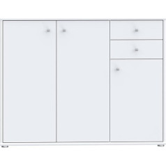 Forte Tempra 2 Chest of Drawers with 3 Doors and 2 Drawers, Wooden, White, W x H x D: 108.8 x 85.5 x 34.8 cm